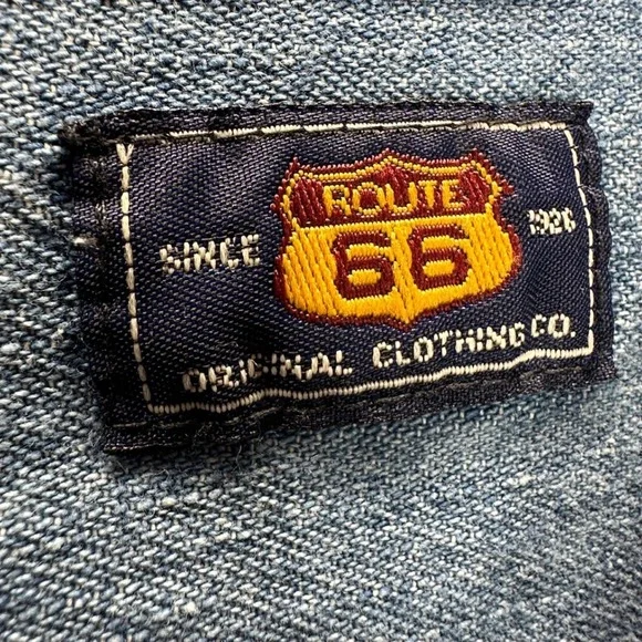 Vintage Route 66 Hand Painted Horse Denim Shirt Women's M Blue Workwear Cotton - Picture 5 of 9
